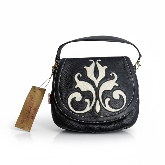 new Blush B-Lush ༄ Cavalier Leather + Fur Pouchette Clutch Handbag Bag ༄ Black - Picture 1 of 16